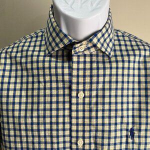 Polo Ralph Lauren Men's white, yellow & blue Non Iron long sleeve shirt Small S